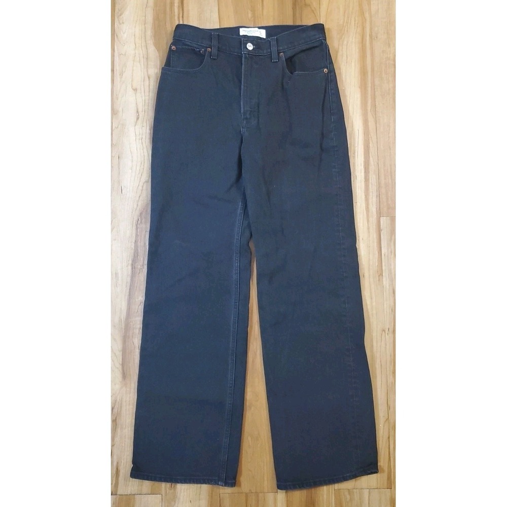 Abercrombie Fitch The 90s Relaxed Jean Curve Love High Rise Black Denim Sz 27 4R